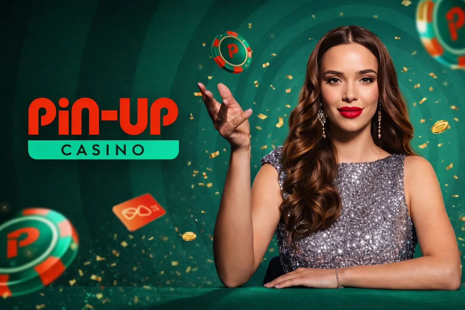 Mujer con ficha de casino